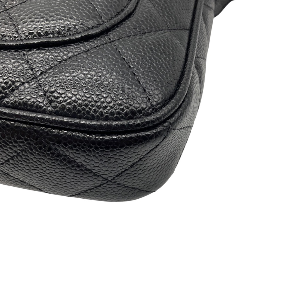 CHANEL BLACK / GOLD HARDWARE CC LOGO QUILTED CAVIAR LEATHER TIMELESS POCHETTE SH - Picture 9 of 16